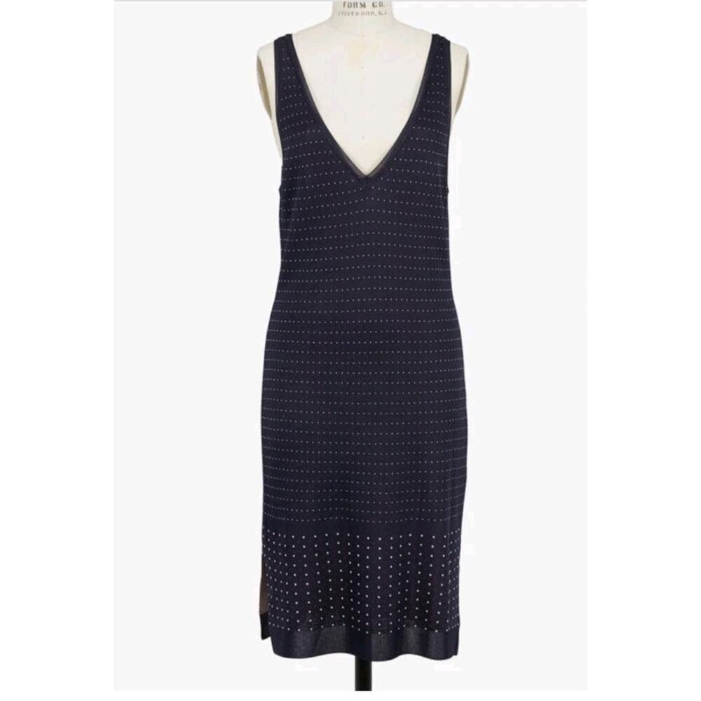 Rag And Bone Womens Medium Sweater Dress‎  Abigail Navy Fitted Sleeveless Preppy